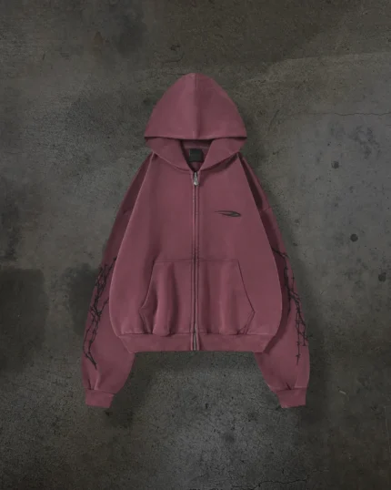 Ditch LA Hoodies ATHLETIC BARBED ZIPUP (CRIMSON)